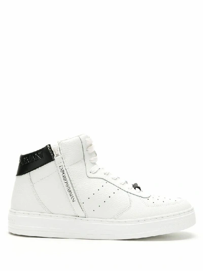 Emporio Armani High-top Leather Trainers In White | ModeSens