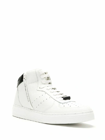 Shop Emporio Armani Men's White Leather Hi Top Sneakers