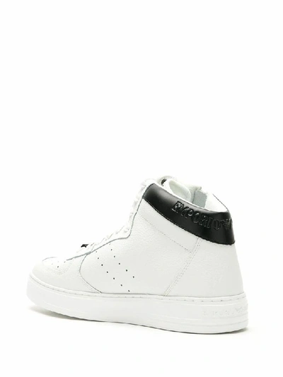 Shop Emporio Armani Men's White Leather Hi Top Sneakers