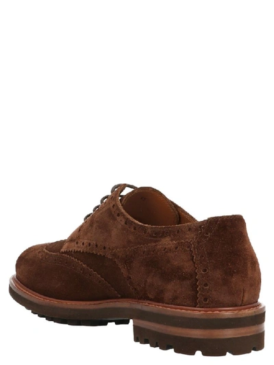 Shop Brunello Cucinelli Men's Brown Suede Lace-up Shoes