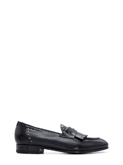 Shop Lidfort Men's Black Leather Loafers