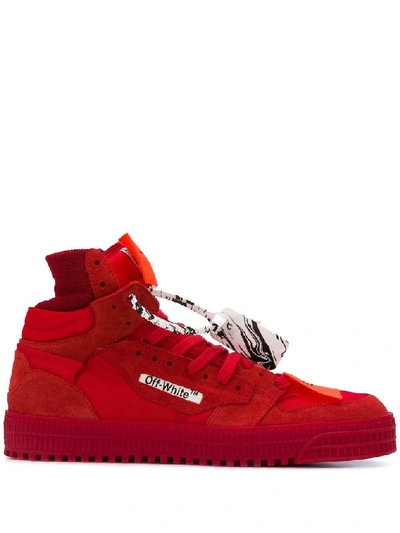 Shop Off-white Men's Red Polyester Hi Top Sneakers