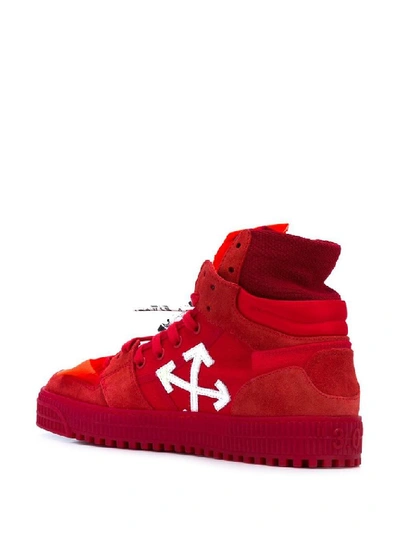 Shop Off-white Men's Red Polyester Hi Top Sneakers