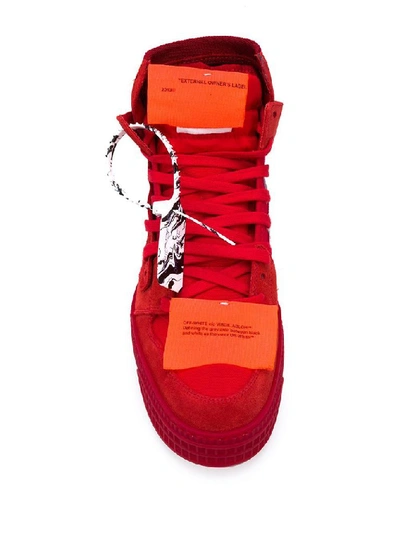 Shop Off-white Men's Red Polyester Hi Top Sneakers