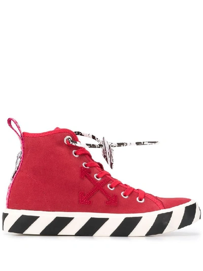 Shop Off-white Men's Red Suede Hi Top Sneakers