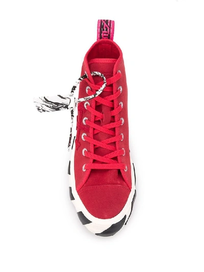 Shop Off-white Men's Red Suede Hi Top Sneakers