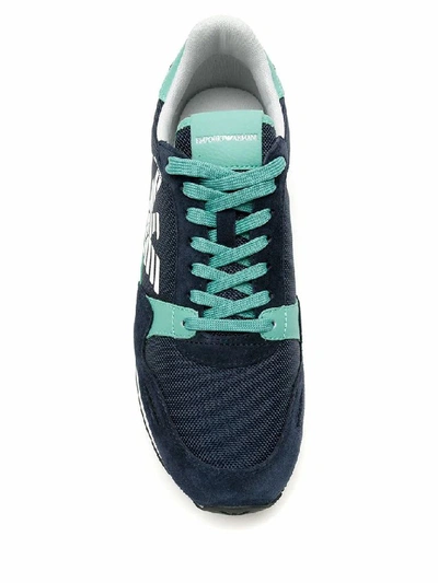 Shop Emporio Armani Men's Blue Polyamide Sneakers