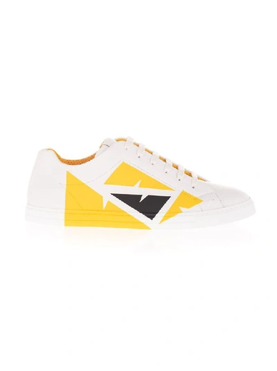 Shop Fendi Men's White Leather Sneakers