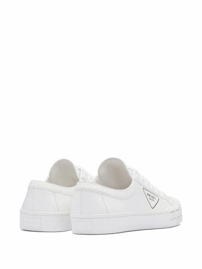 Shop Prada Men's White Polyester Sneakers