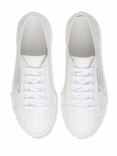 Shop Prada Men's White Polyester Sneakers