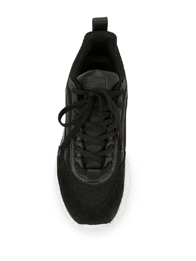 Shop Msgm Men's Black Leather Sneakers