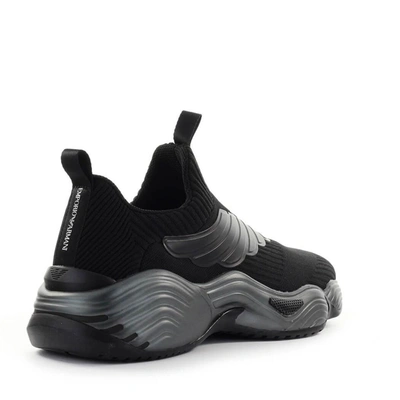 Shop Emporio Armani Men's Black Synthetic Fibers Slip On Sneakers