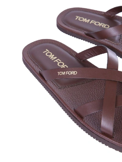 Shop Tom Ford Men's Brown Leather Sandals