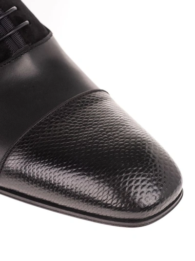 Shop Christian Louboutin Men's Black Leather Lace-up Shoes