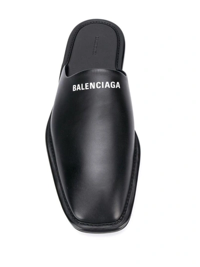 Shop Balenciaga Men's Black Leather Loafers