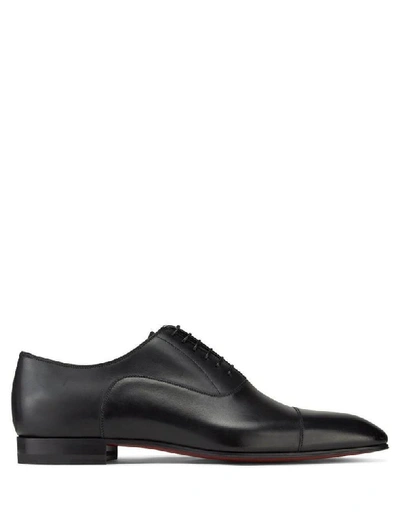 Shop Christian Louboutin Men's Black Leather Lace-up Shoes