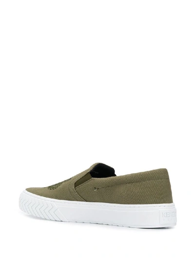 Shop Kenzo Men's Green Cotton Slip On Sneakers