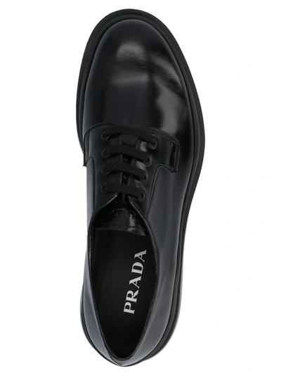 Shop Prada Men's Black Leather Lace-up Shoes