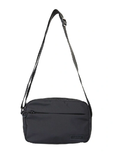Shop Ganni Women's Black Polyester Shoulder Bag