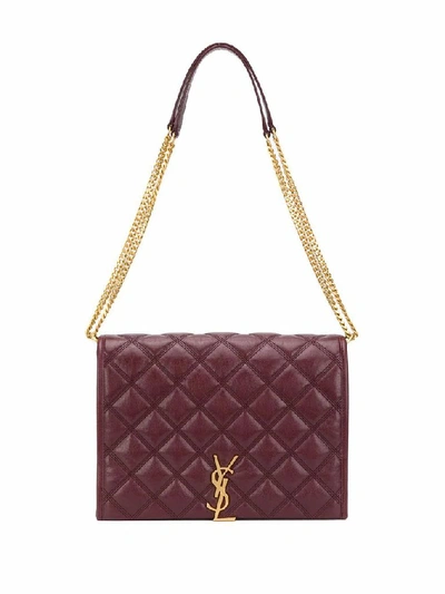 Shop Saint Laurent Women's Burgundy Leather Shoulder Bag