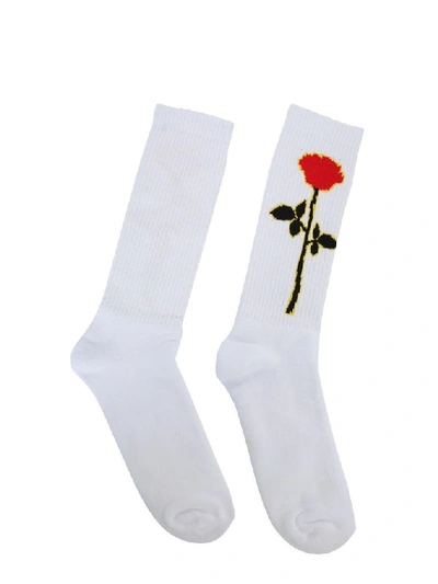 Shop Palm Angels Men's White Cotton Socks