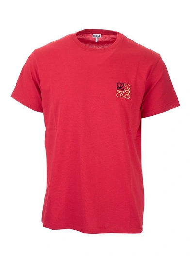 Shop Loewe Men's Red Cotton T-shirt