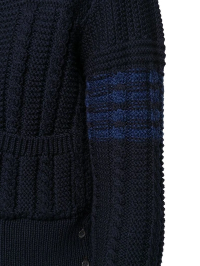 Shop Thom Browne Men's Blue Wool Cardigan