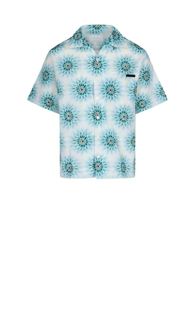 Shop Prada Men's Light Blue Cotton Shirt