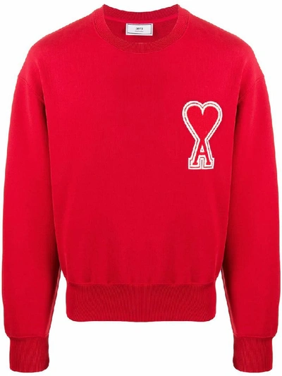 Shop Ami Alexandre Mattiussi Men's Red Cotton Sweatshirt