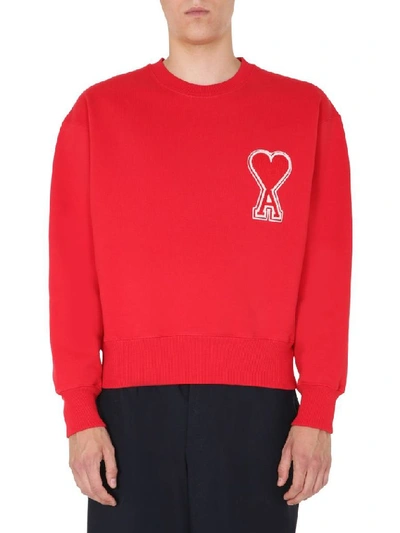 Shop Ami Alexandre Mattiussi Men's Red Cotton Sweatshirt