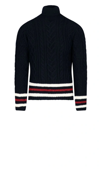 Shop Thom Browne Men's Blue Wool Sweater