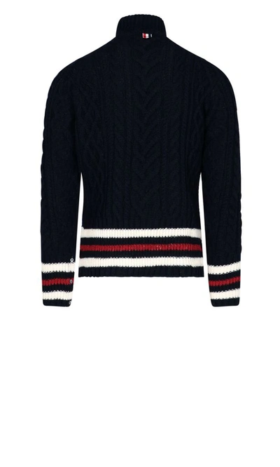 Shop Thom Browne Men's Blue Wool Sweater