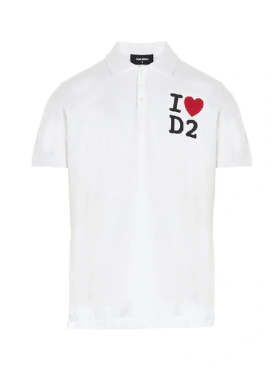 Shop Dsquared2 Men's White Cotton Polo Shirt