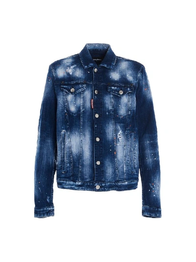 Shop Dsquared2 Men's Blue Cotton Outerwear Jacket