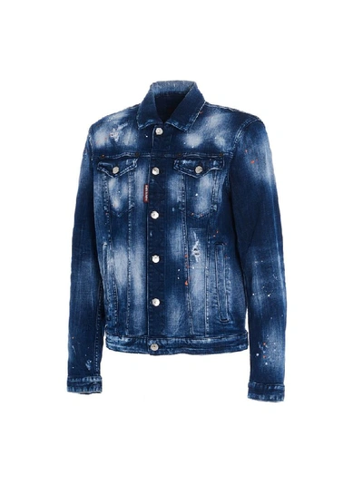 Shop Dsquared2 Men's Blue Cotton Outerwear Jacket