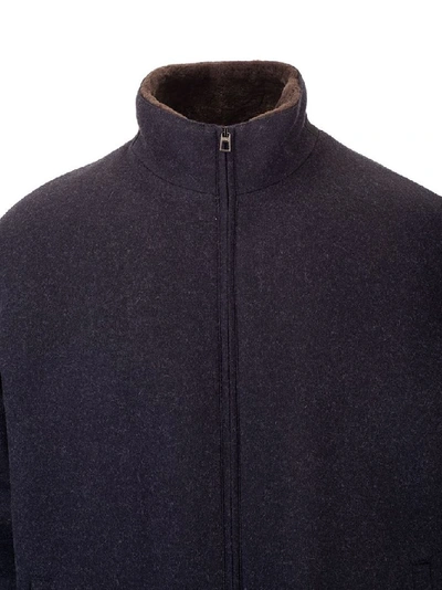 Shop Loro Piana Men's Blue Cashmere Outerwear Jacket