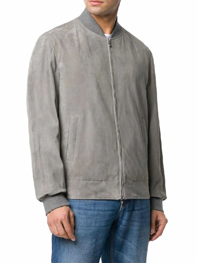 Shop Brunello Cucinelli Men's Grey Suede Outerwear Jacket