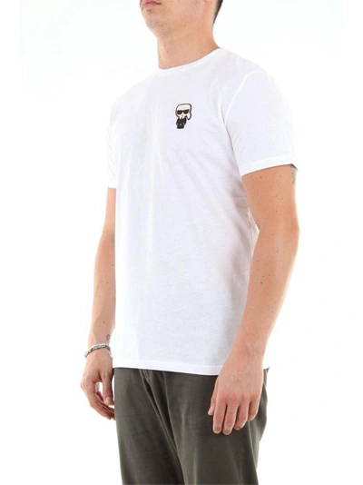 Shop Karl Lagerfeld Men's White Cotton T-shirt