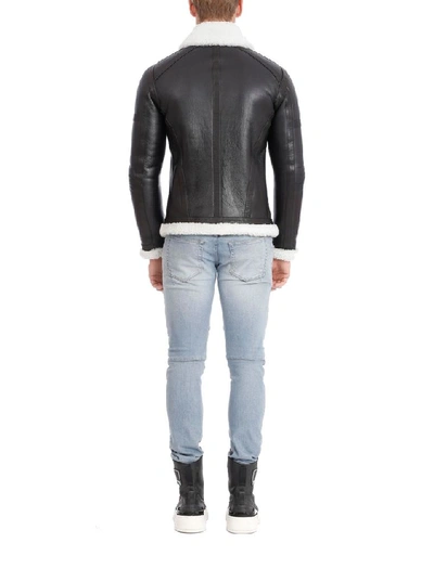 Shop Balmain Men's Black Leather Outerwear Jacket