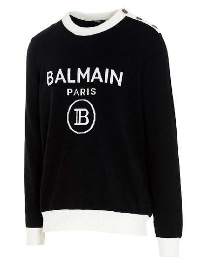 Shop Balmain Men's Black Wool Sweater