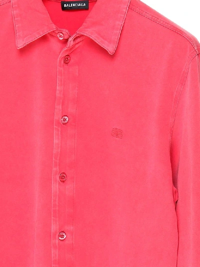 Shop Balenciaga Men's Fuchsia Cotton Shirt