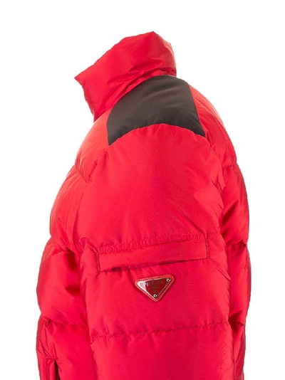 Shop Prada Men's Red Polyamide Down Jacket