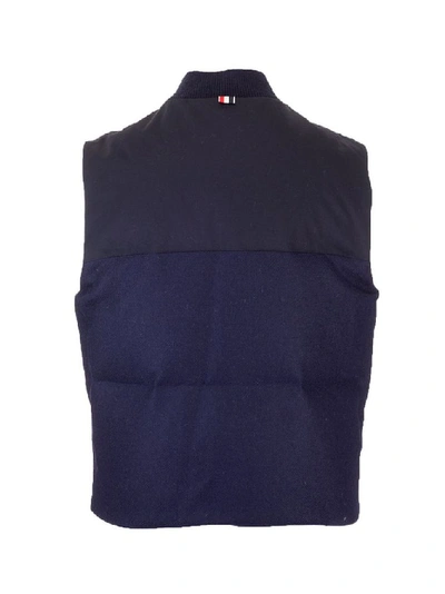 Shop Thom Browne Men's Blue Wool Vest