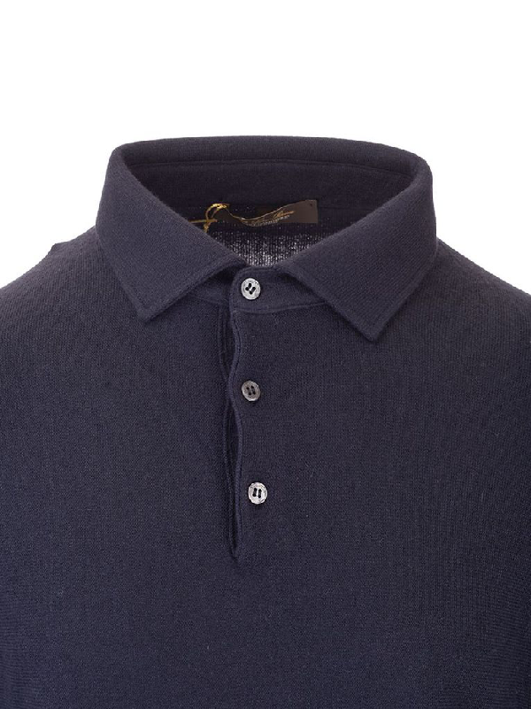 Loro Piana Men's Black Cotton Polo Shirt | ModeSens