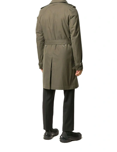Shop Alexander Mcqueen Men's Green Cotton Trench Coat