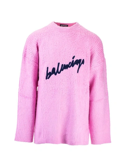 Shop Balenciaga Men's Pink Cotton Sweater