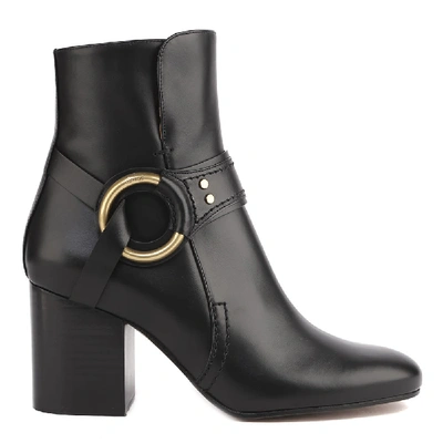 Shop Chloé Leather Ankle Boot In Black
