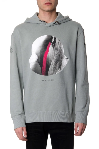 Shop Moncler Genius Hooded Sweatshirt With Logo Print In Grey