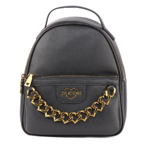 black faux leather backpack