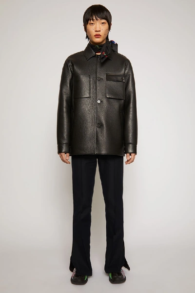 Shop Acne Studios Leather Chore Jacket Black